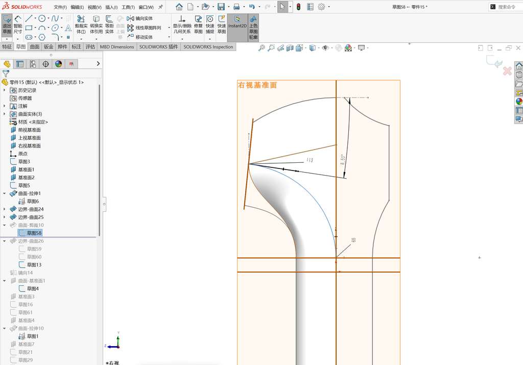 Solidworks温控枪曲面建模-五边面如何生成 操作步骤图 17
