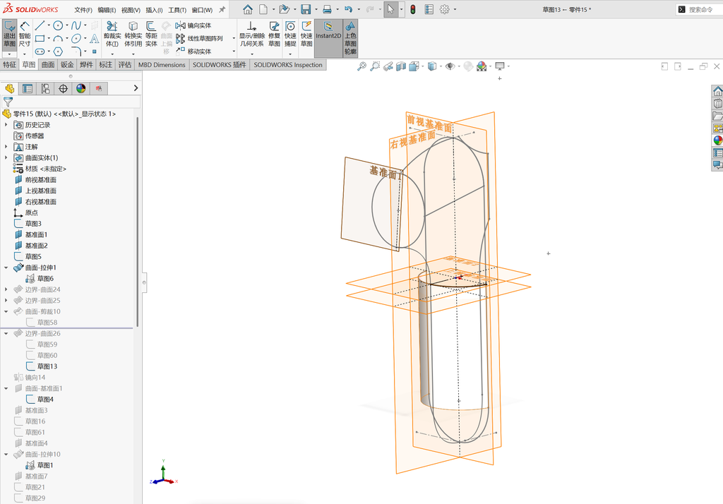 Solidworks温控枪曲面建模-五边面如何生成 操作步骤图 19