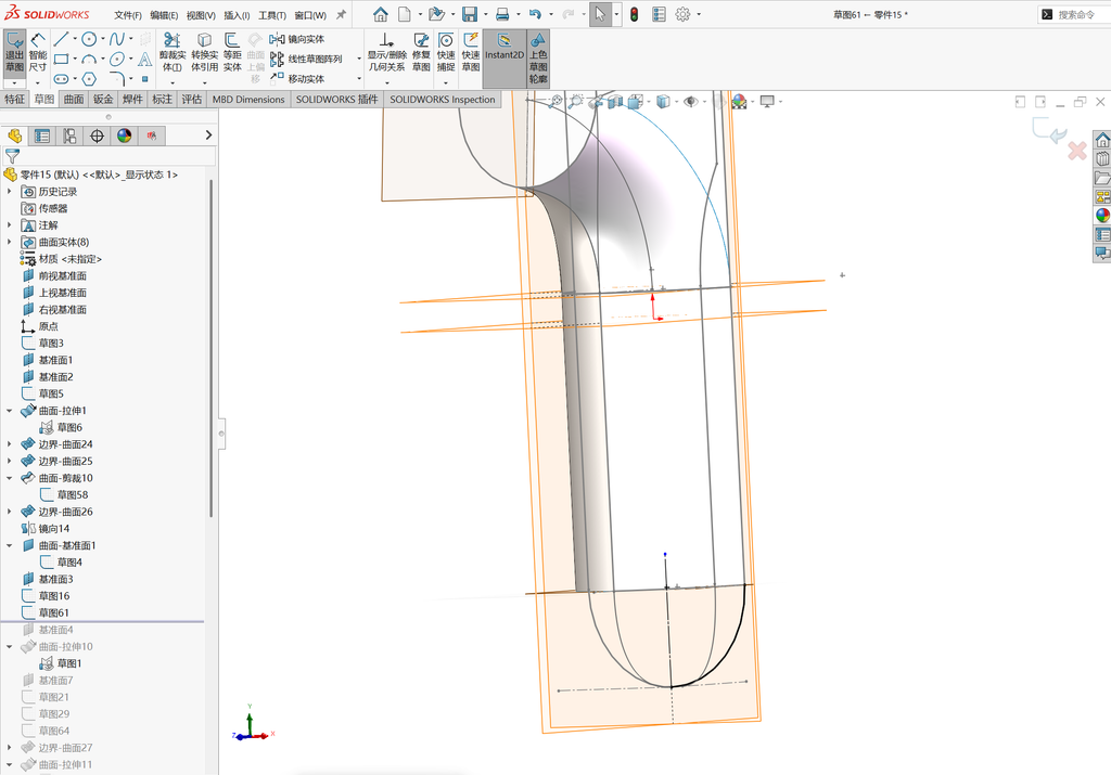 Solidworks温控枪曲面建模-五边面如何生成 操作步骤图 27