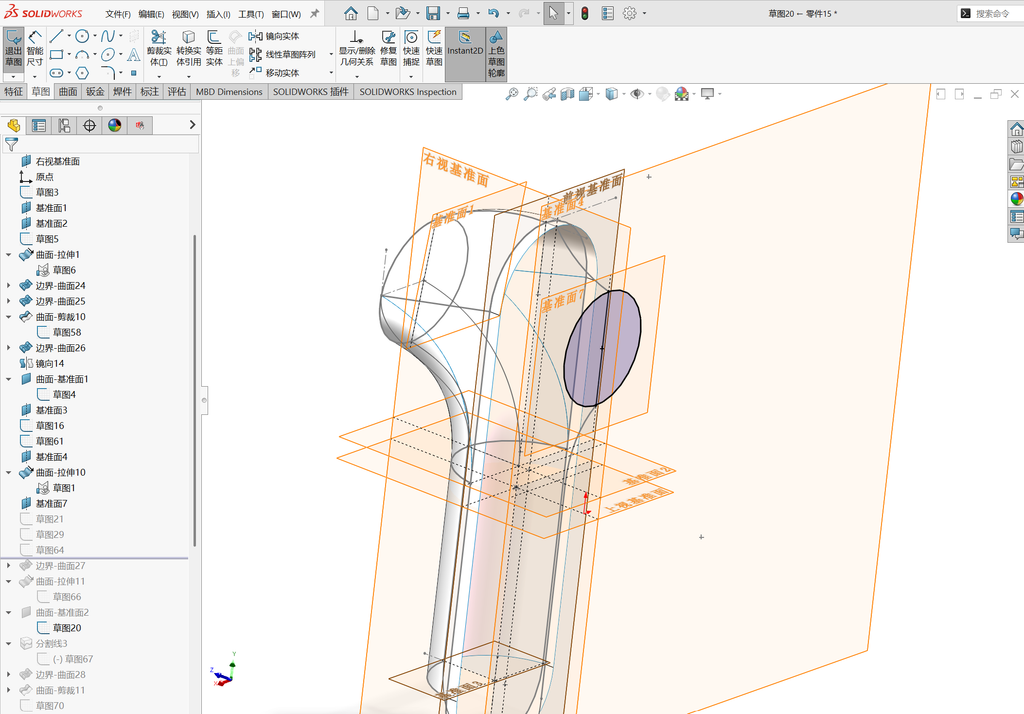Solidworks温控枪曲面建模-五边面如何生成 操作步骤图 31