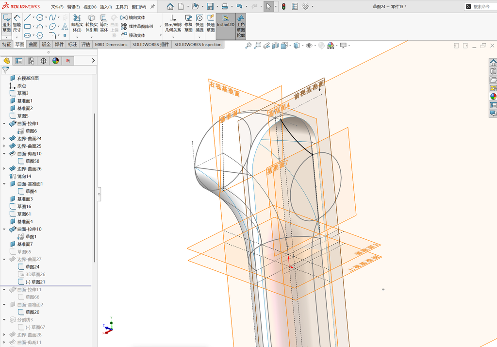 Solidworks温控枪曲面建模-五边面如何生成 操作步骤图 33