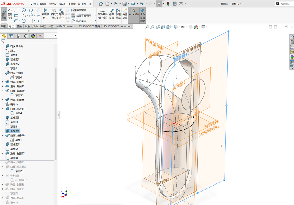 Solidworks温控枪曲面建模-五边面如何生成 操作步骤图 36