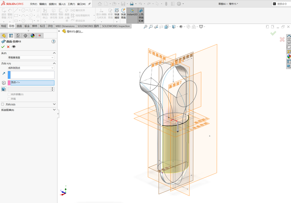 Solidworks温控枪曲面建模-五边面如何生成 操作步骤图 37