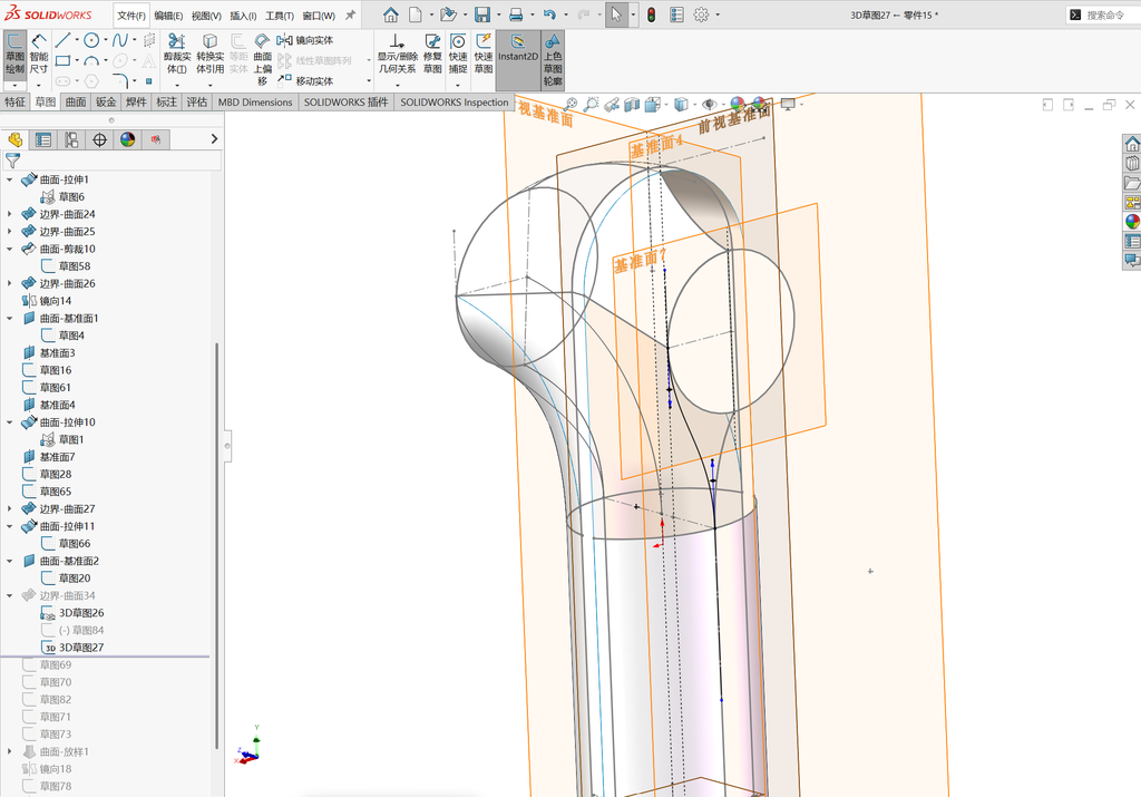 Solidworks温控枪曲面建模-五边面如何生成 操作步骤图 39