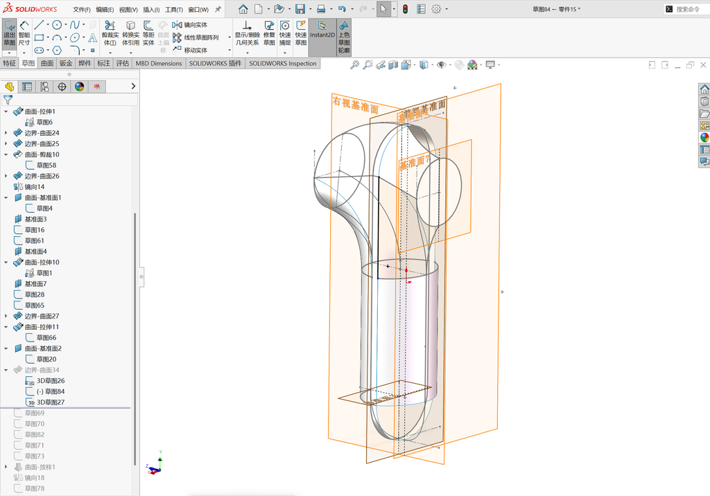 Solidworks温控枪曲面建模-五边面如何生成 操作步骤图 40