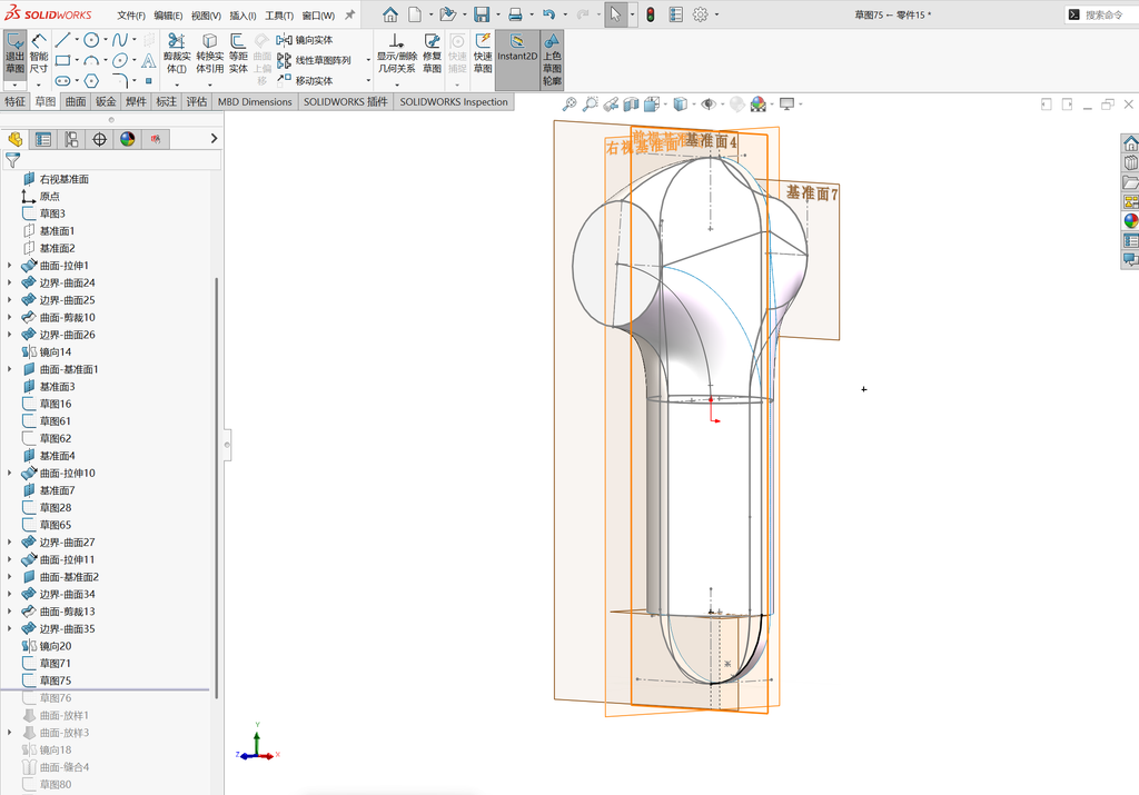 Solidworks温控枪曲面建模-五边面如何生成 操作步骤图 49