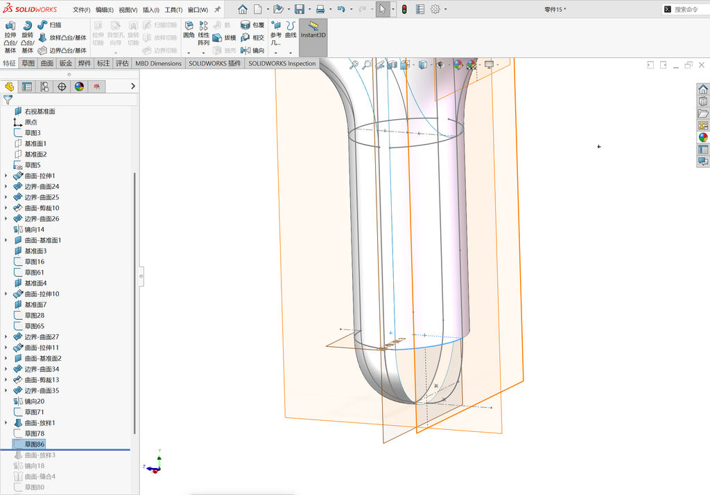 Solidworks温控枪曲面建模-五边面如何生成 操作步骤图 52