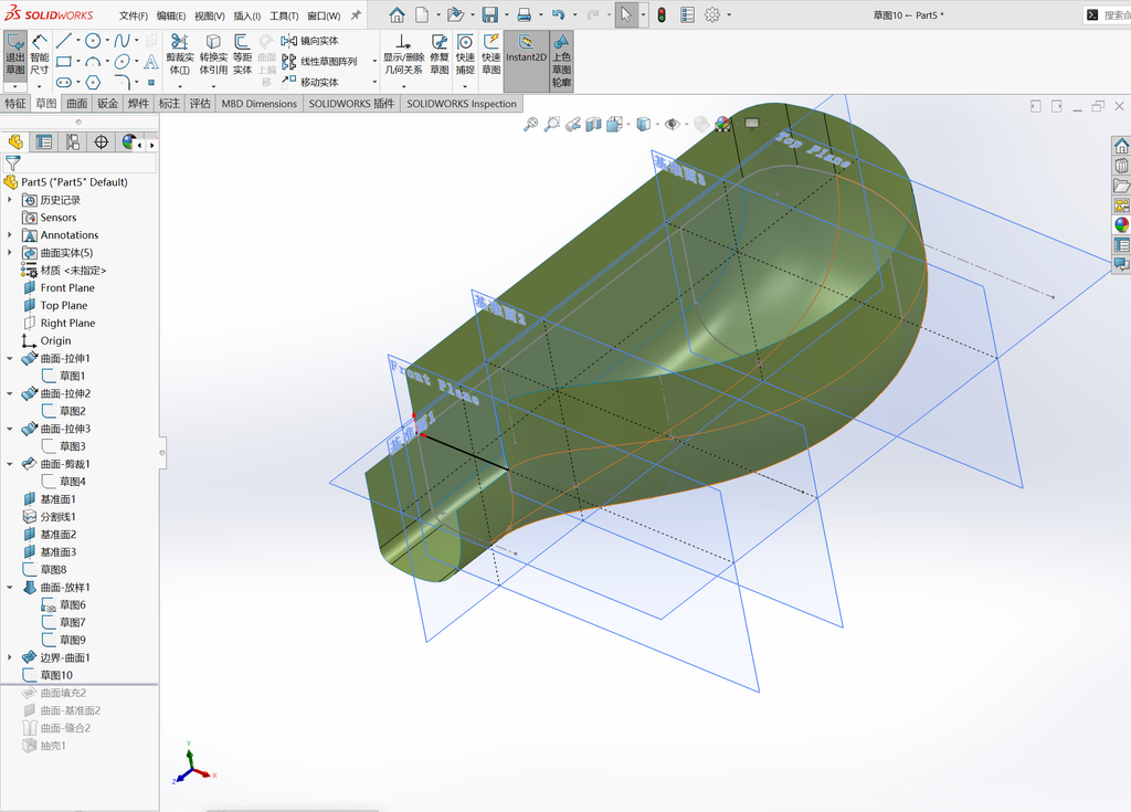 Solidworks后视镜曲面建模 操作步骤图 19