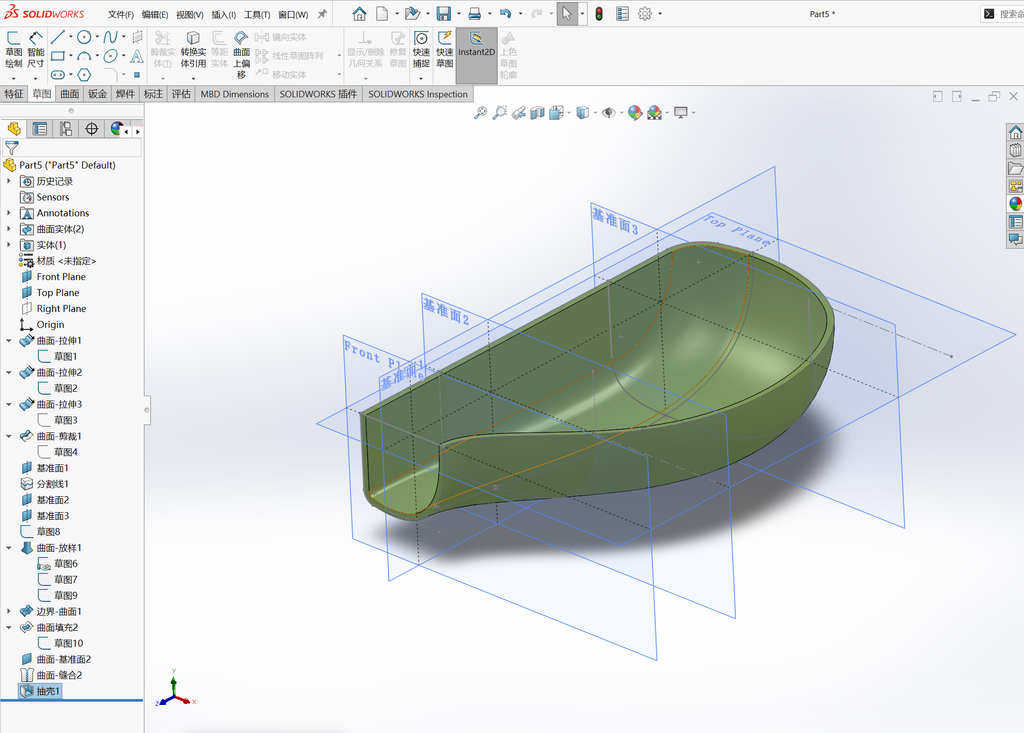 Solidworks后视镜曲面建模 操作步骤图 24